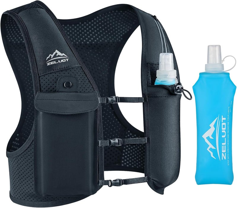 Zelvot Running Vest for Women Men, USA Original Patent, Adjustable Chest Straps Running Hydration Vest with 500ml Soft Flask, Lightweight Reflective Hydration Backpack for Marathon - Image 1